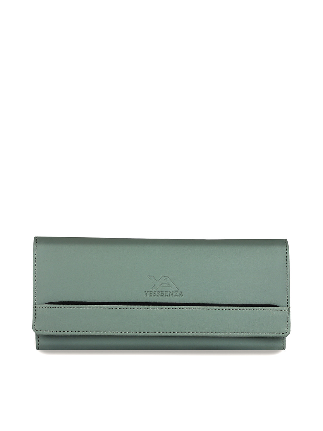 YESSBENZA Women Sea Green Embellished Envelope Clutch