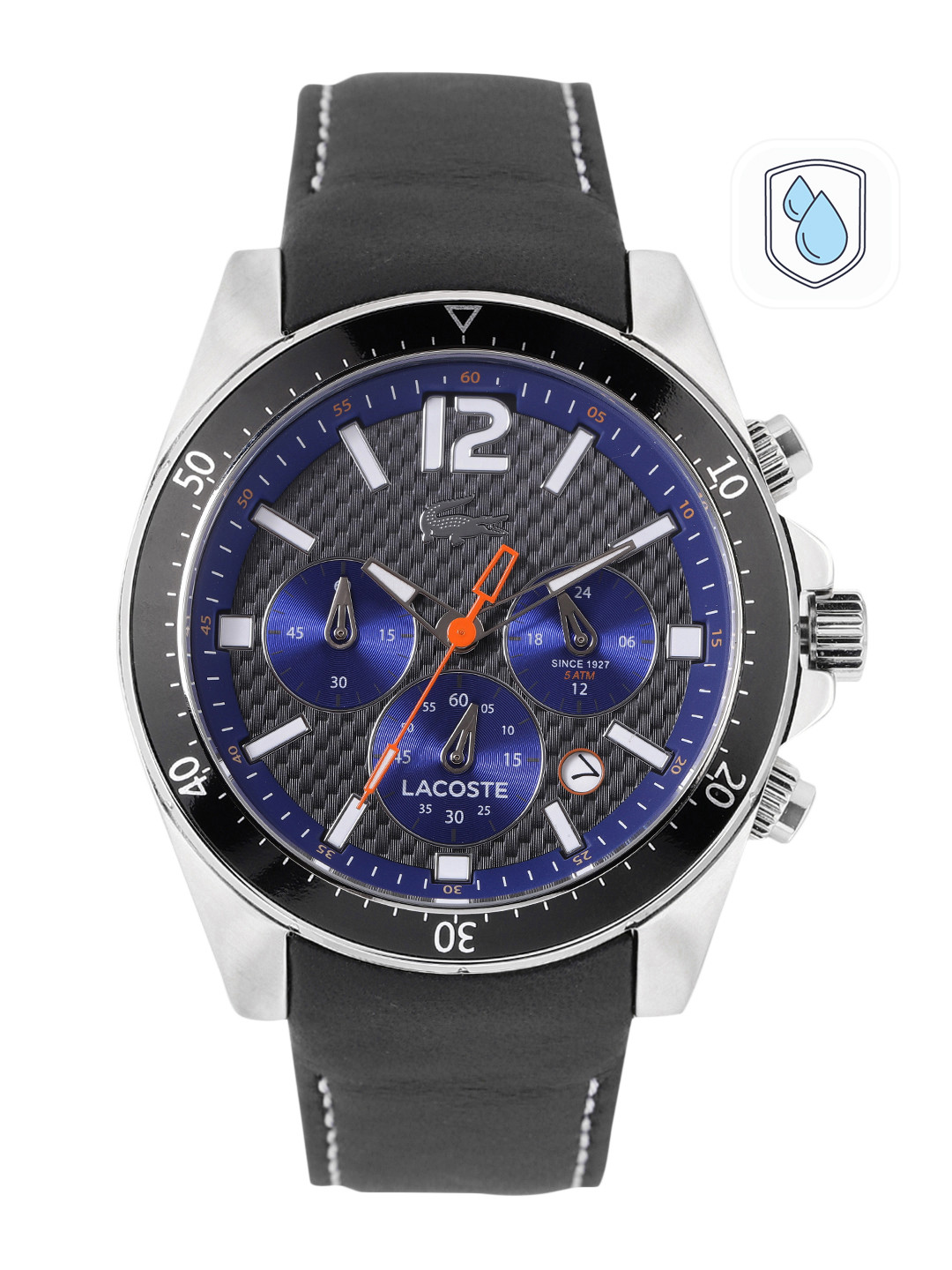 Lacoste Men Seattle Black Patterned Dial & Straps Analogue Chronograph Watch 2010752