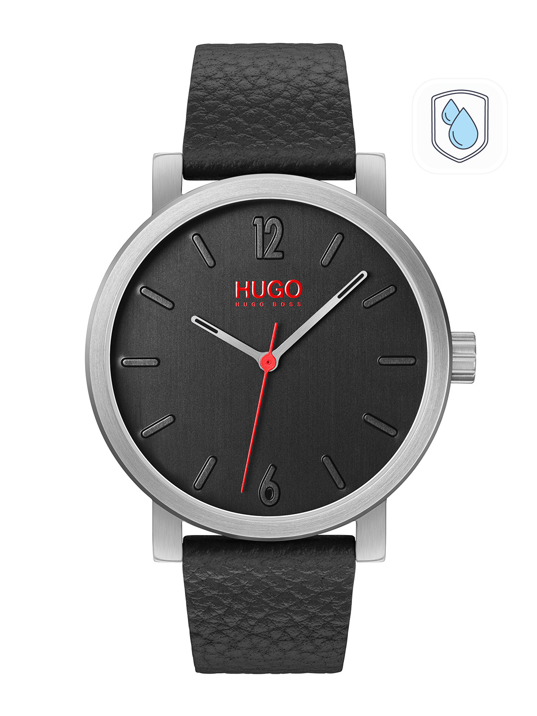 HUGO Men Black Patterned Rase Analogue Watch 1530115