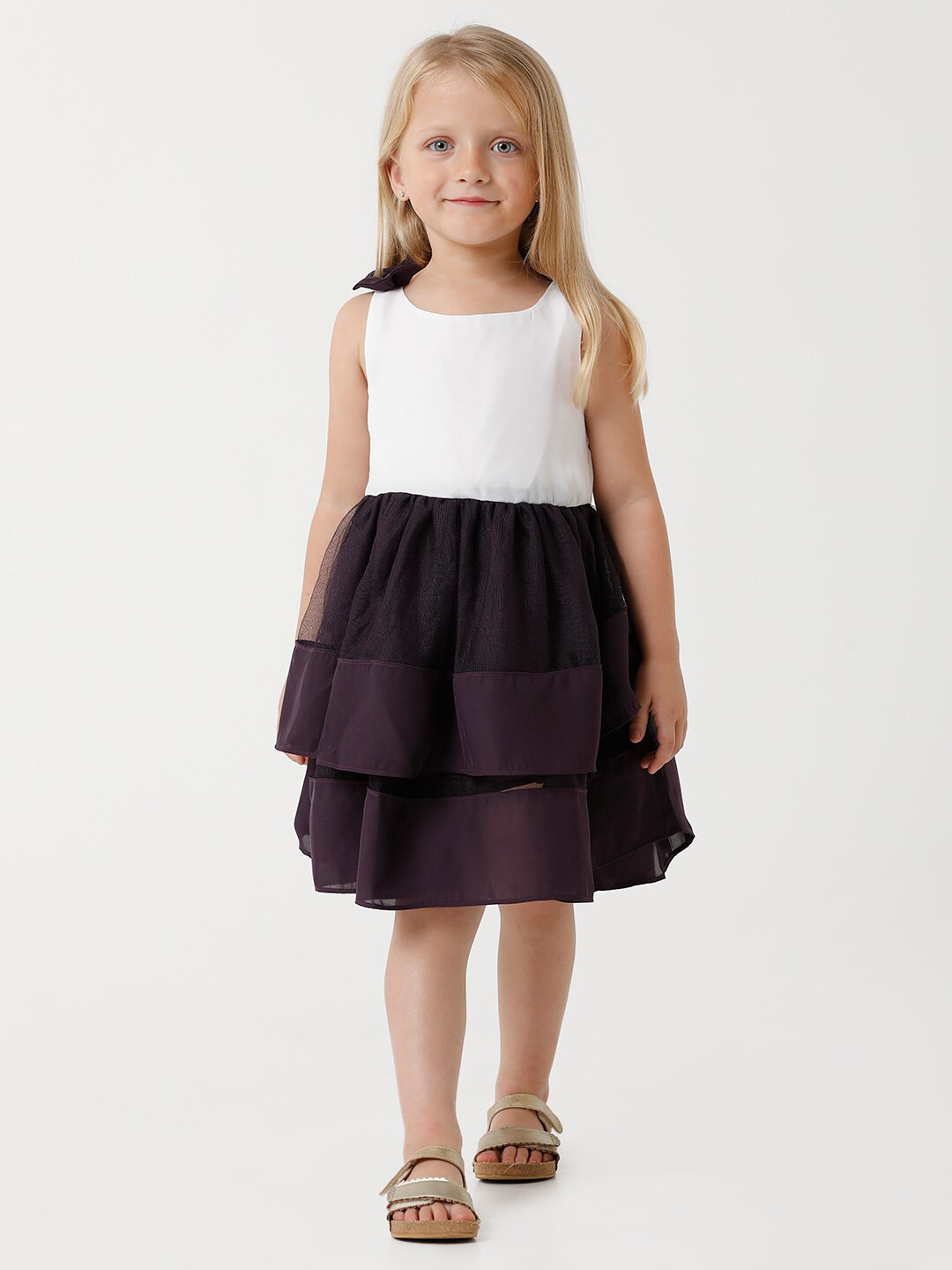 KATE & OSCAR Purple Colourblocked Chiffon Dress