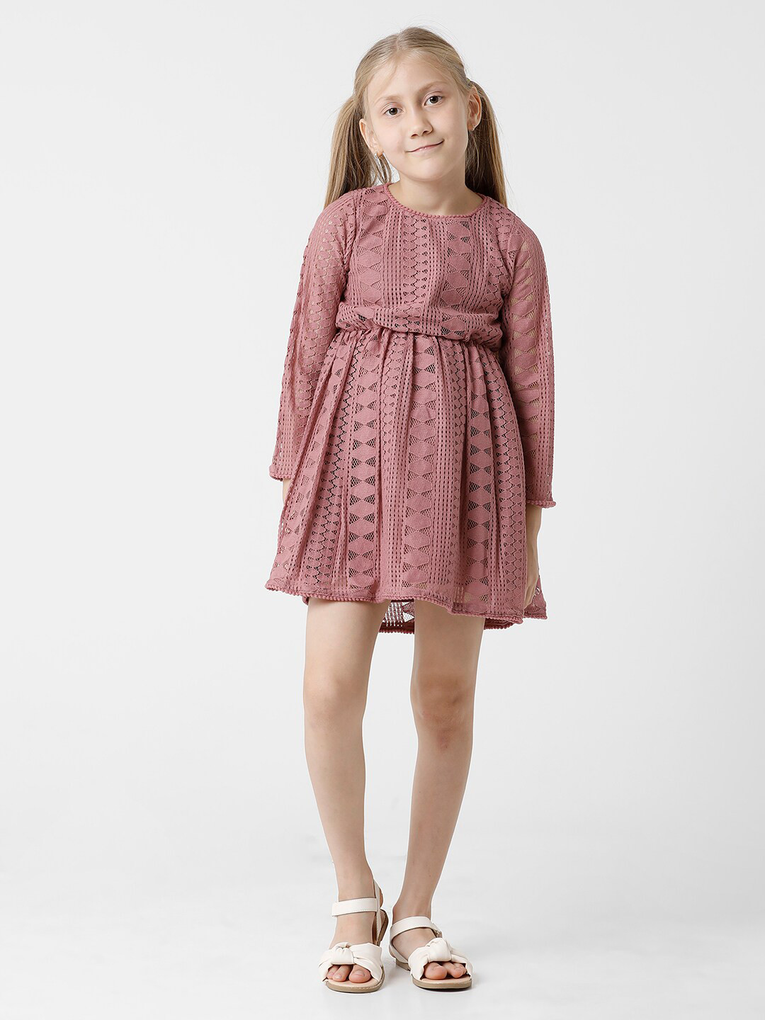 KATE & OSCAR Girls Pink Lace Dress