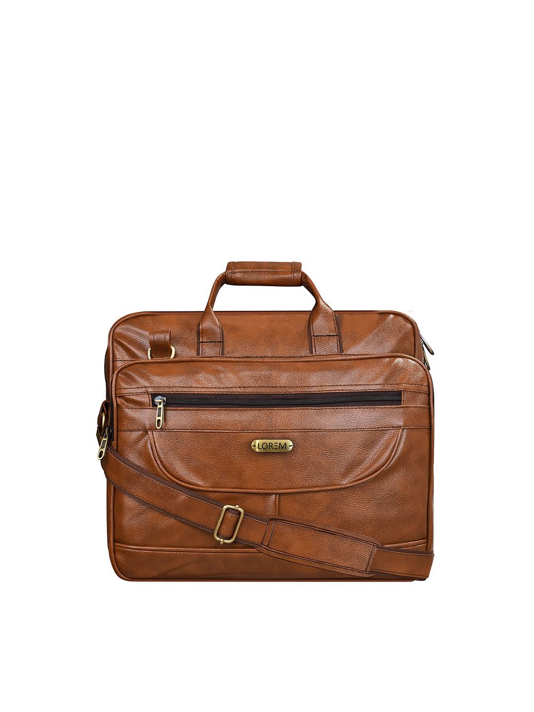 LOREM Men Tan & Black Textured Water Resistant Laptop Bag