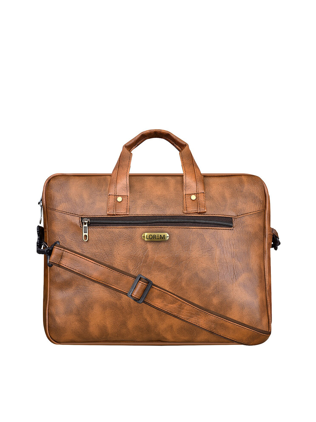 LOREM Unisex Tan Textured Synthetic Leather 10L Laptop Bag
