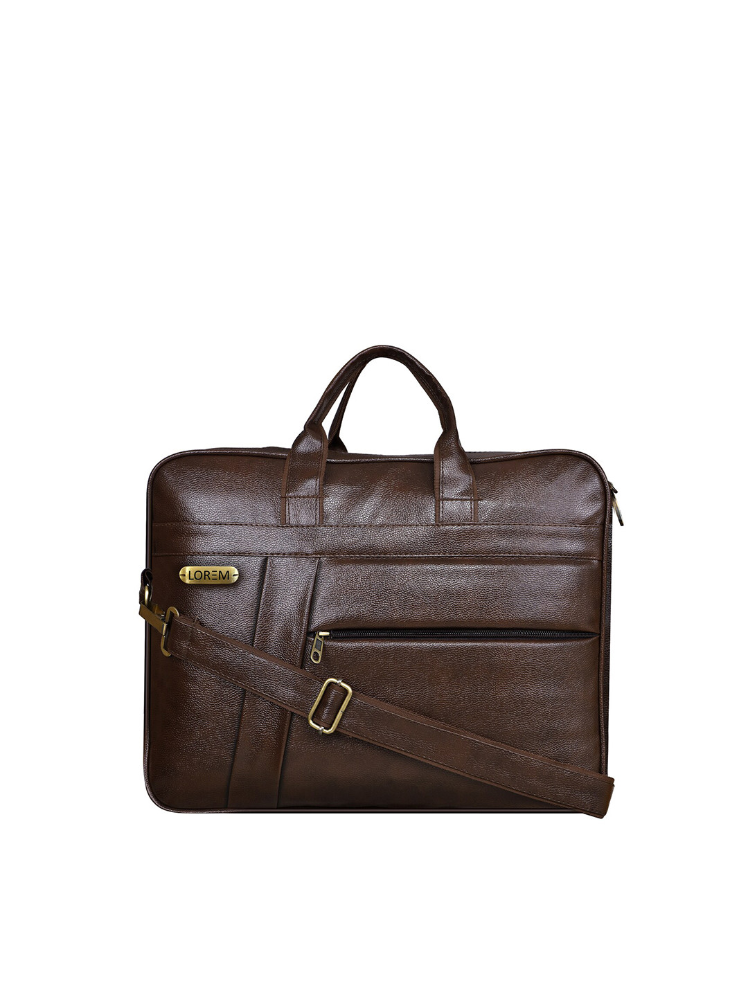 LOREM Unisex Coffee Brown Textured Faux Leather 10L Laptop Bag