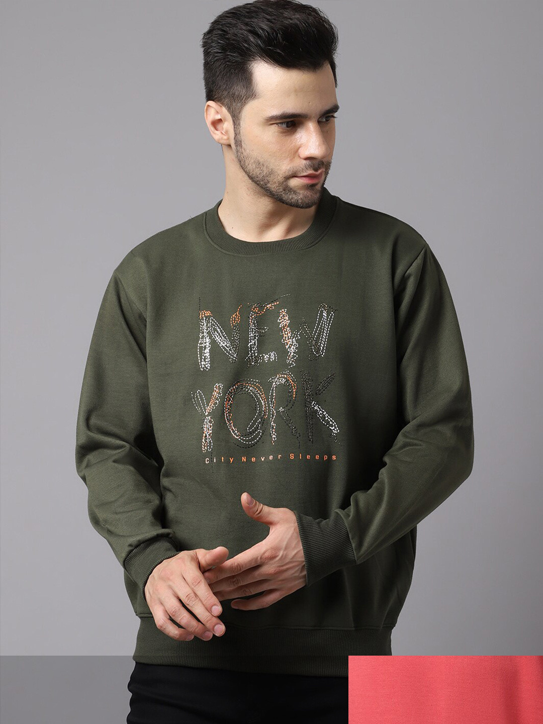 MACK JONNEY Men Pack of 2 Pink and Green Printed Sweatshirt