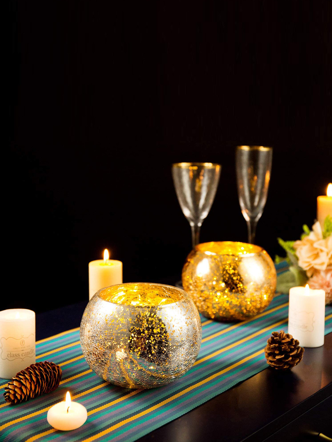 BS AMOR Silver-Colored Table Top Tealight Candle Holder