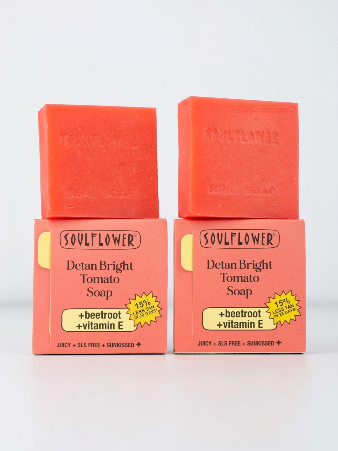 Soulflower Set Of 2 D-tan Bright Tomato Soap- 100 g Each