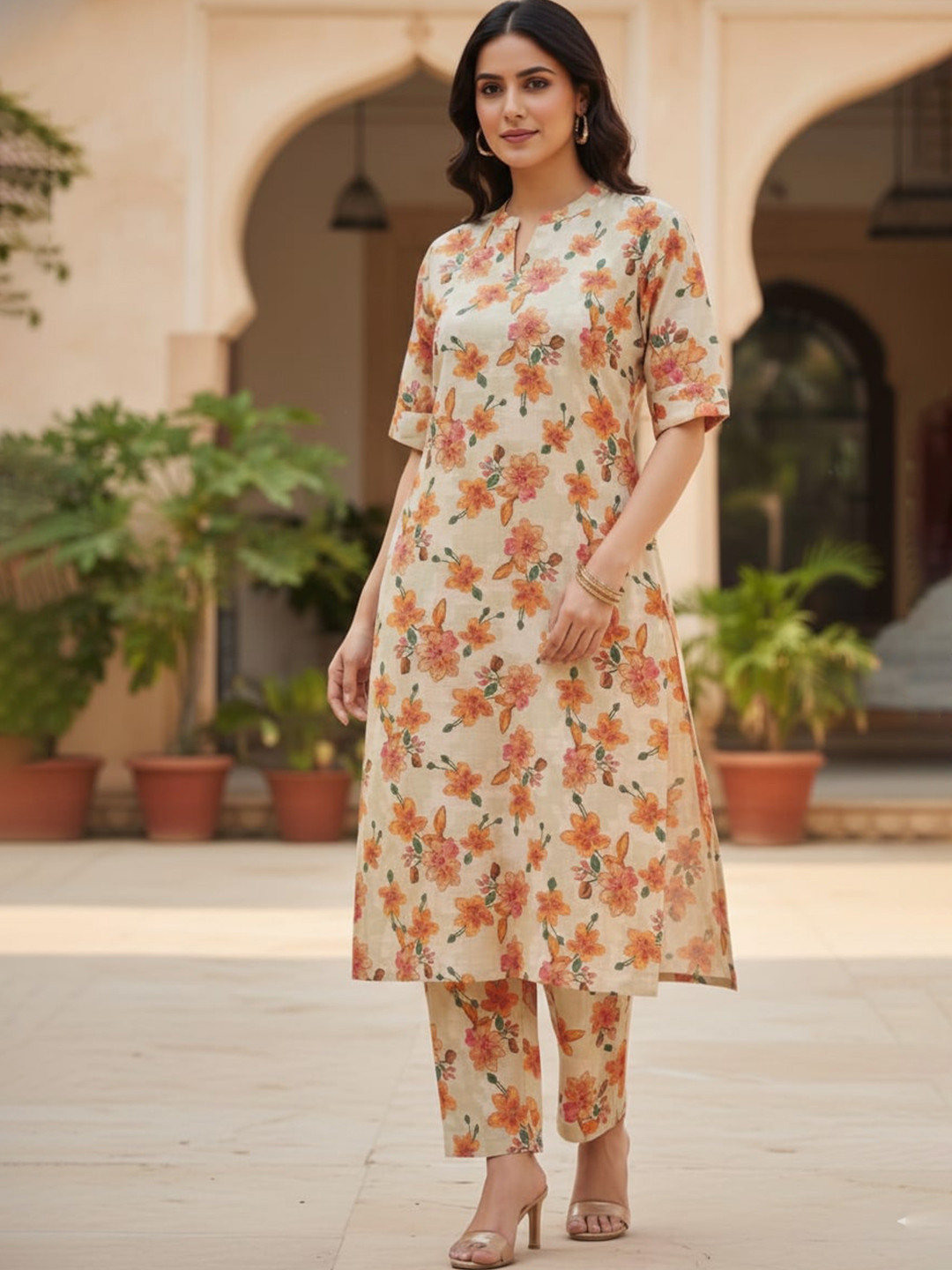 MissKurti Floral Printed Straight Kurta Set