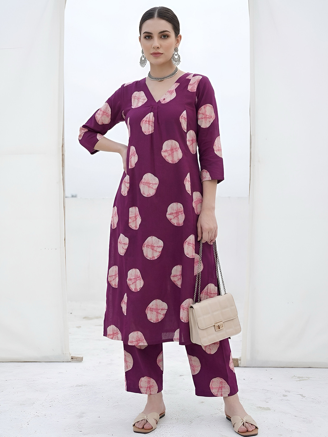 SZN Women Printed A-Line Kurta With Trousers Co-Ord Set