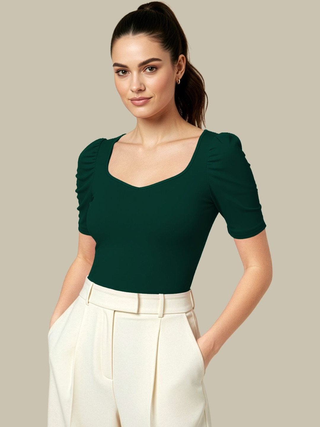 Maheshvi Sweetheart Neck Puff Sleeve Top