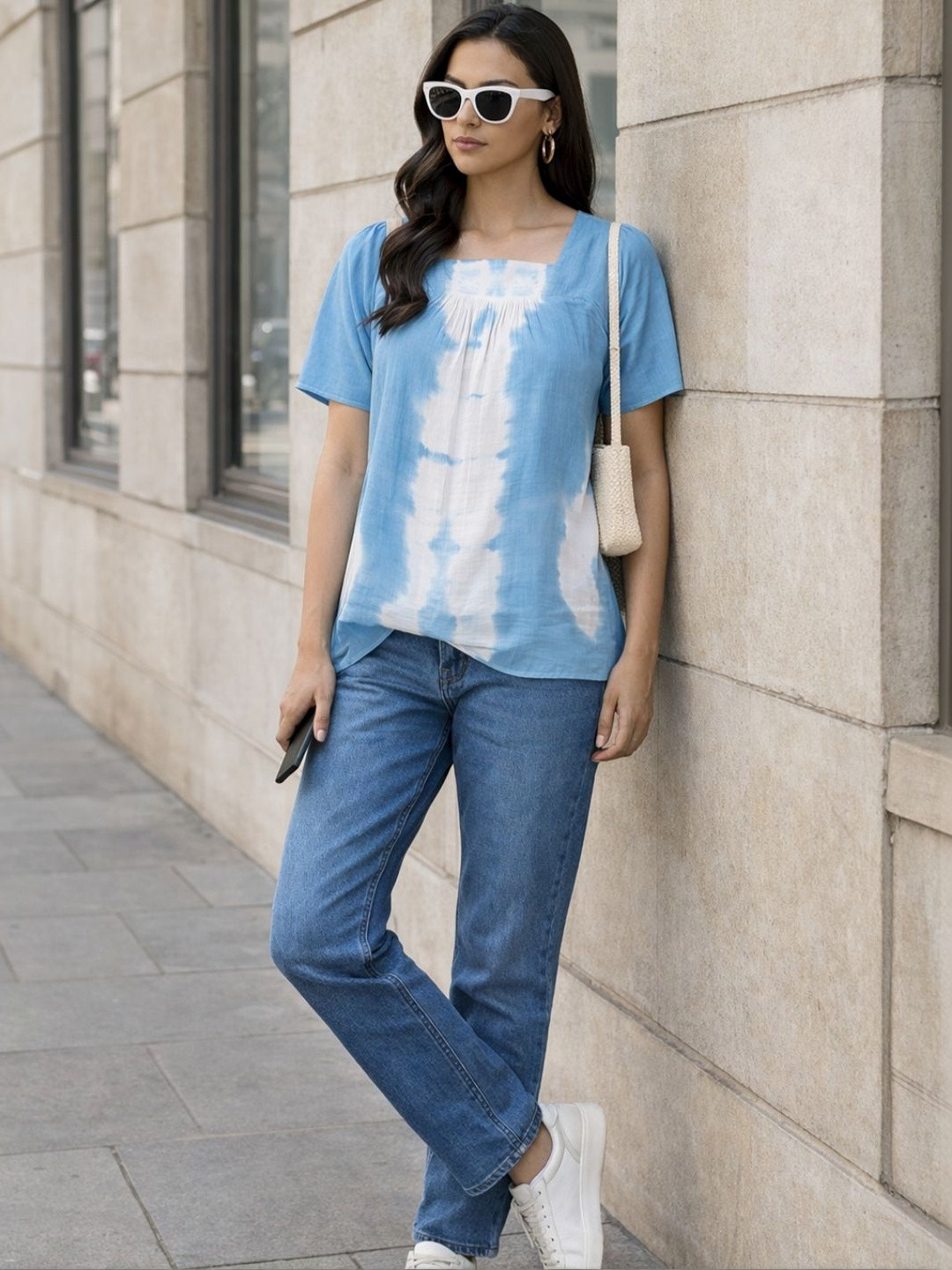 Maaesa Tie and Dye Rayon Regular Fit Top