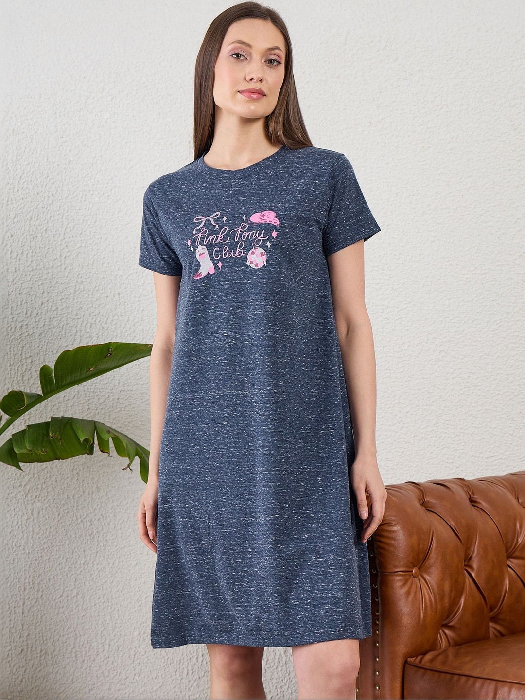 July Typography Short Sleeves Nightdress