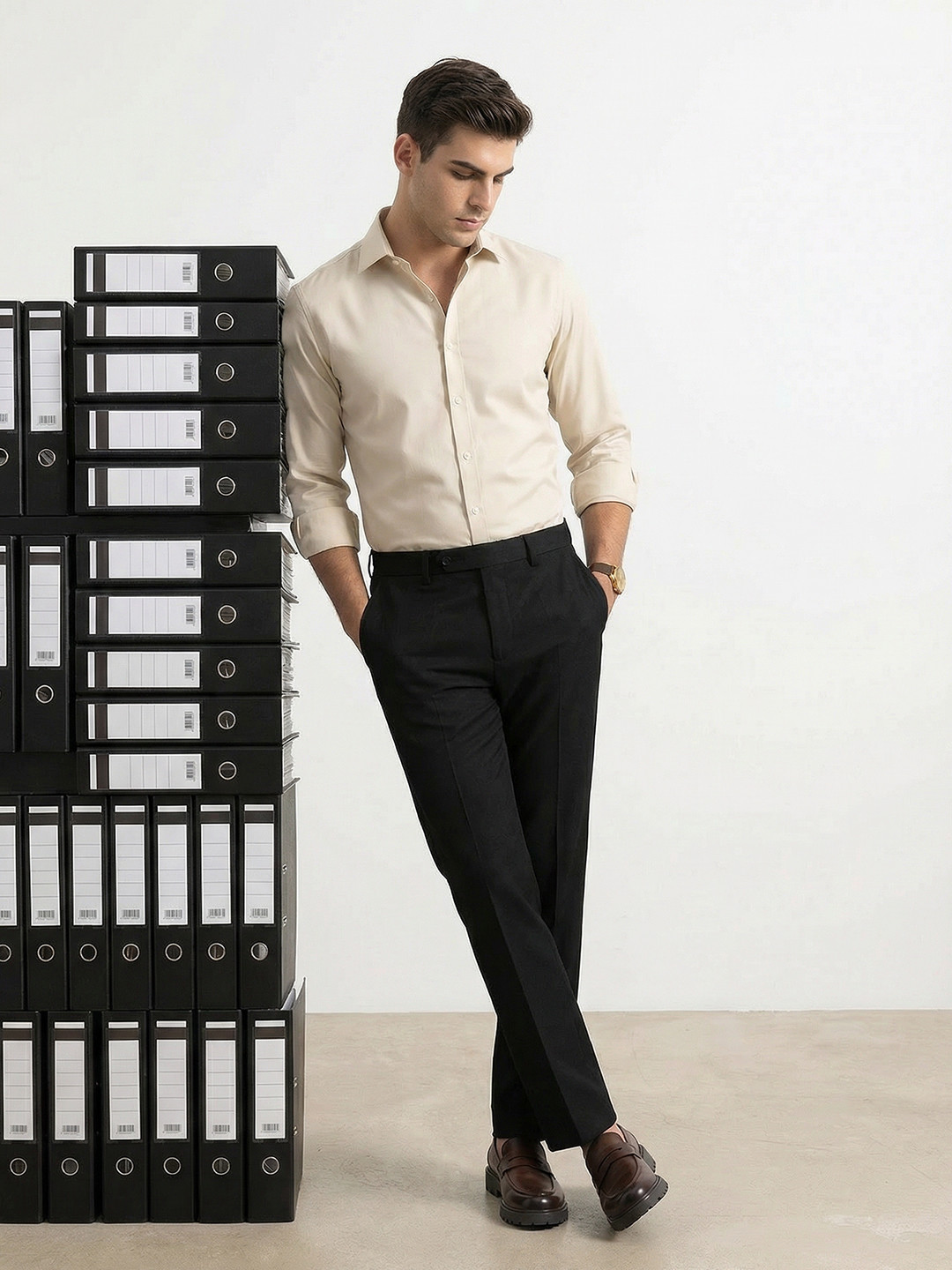 INVICTUS Men Checked Slim Fit Formal Trousers