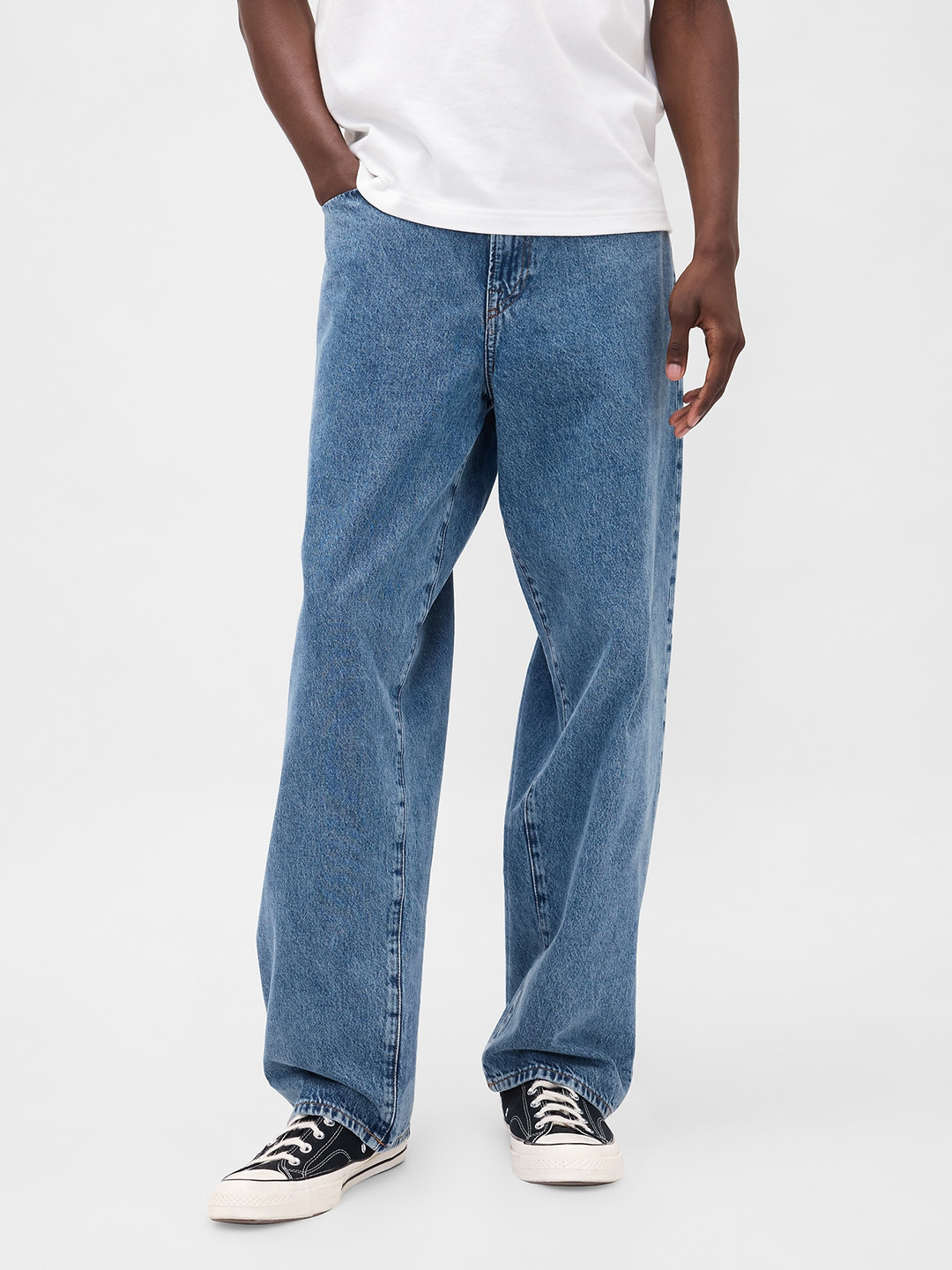 GAP Men Baggy Fit Mid-Rise Heavy Fade Pure Cotton Jeans