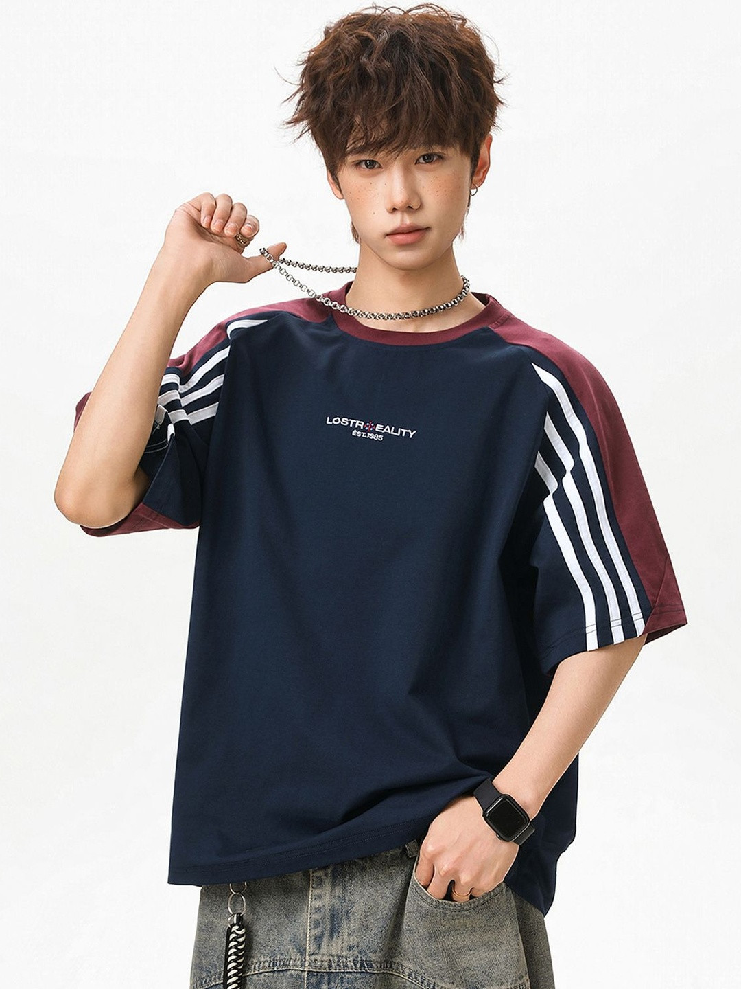 ANDREW HILL Relaxed Fit Round Neck Tshirts