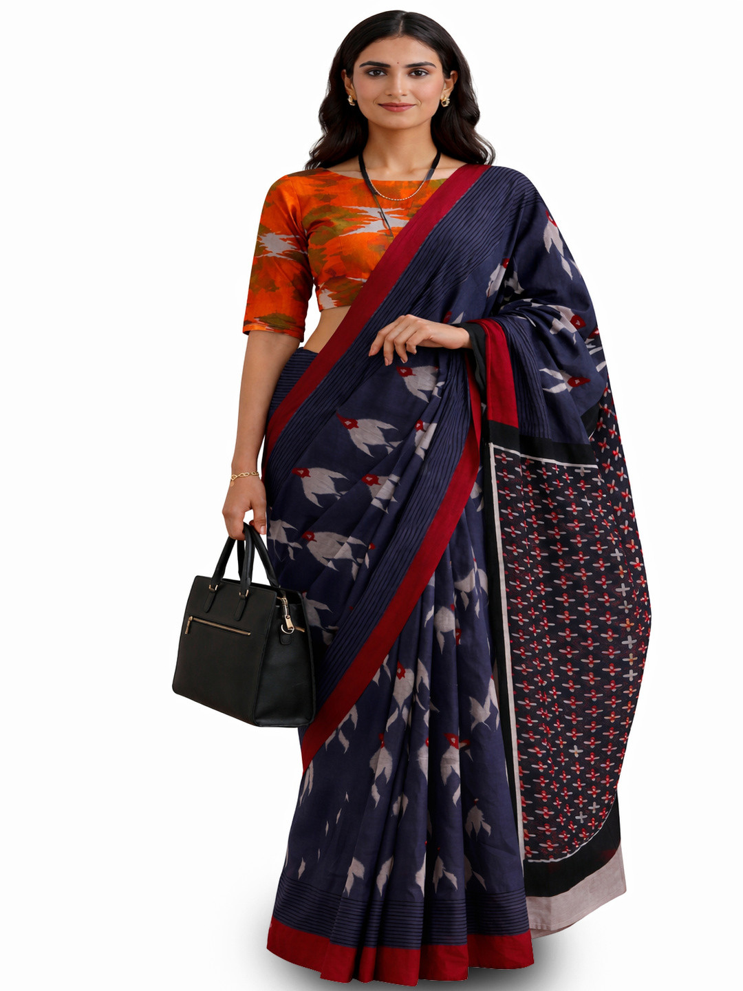 Aruniti Label Ethnic Motifs Pure Cotton Ikat Saree