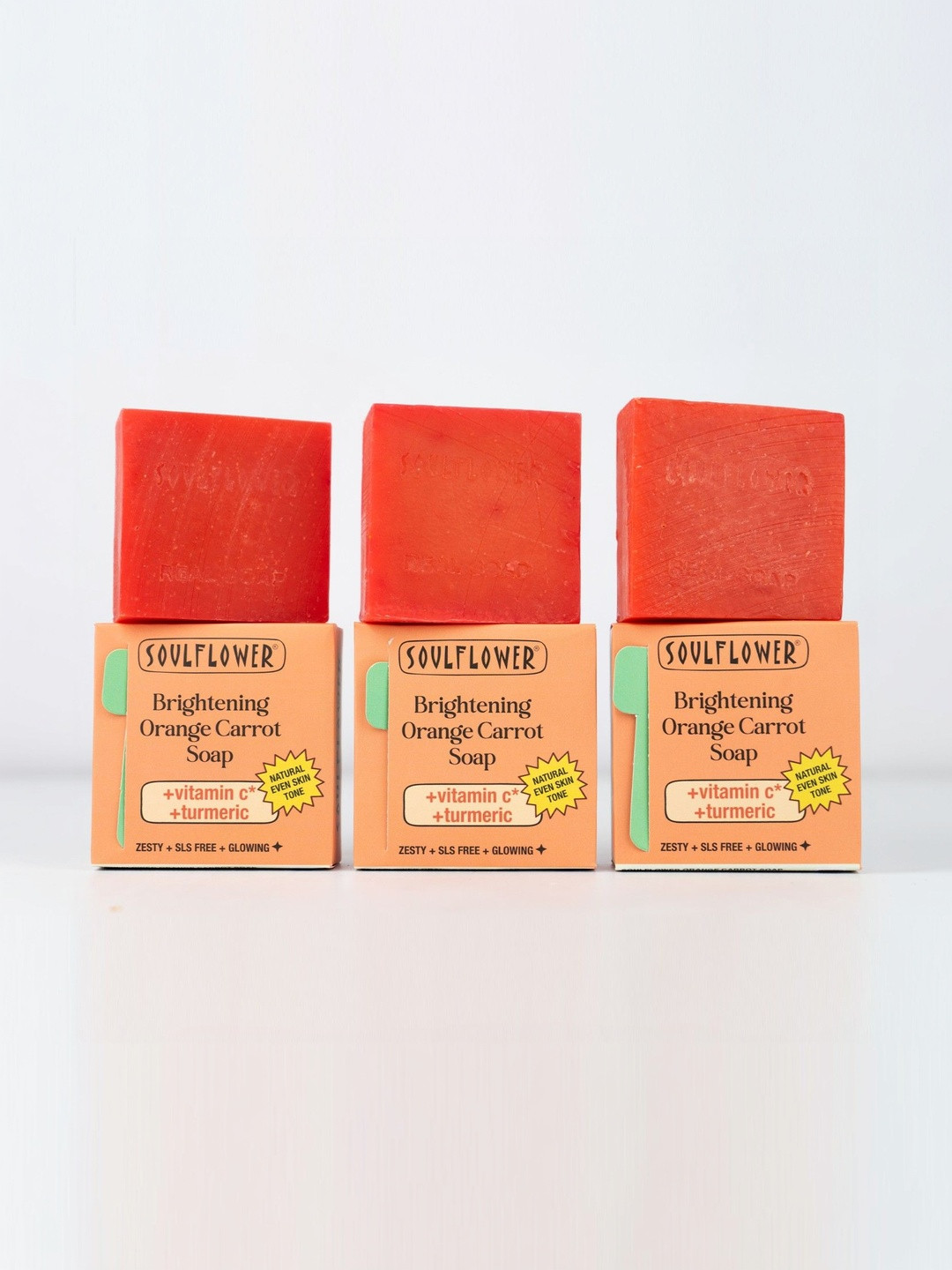 Soulflower Set Of 3 Orange Carrot Handmade Soap- 100 g Each