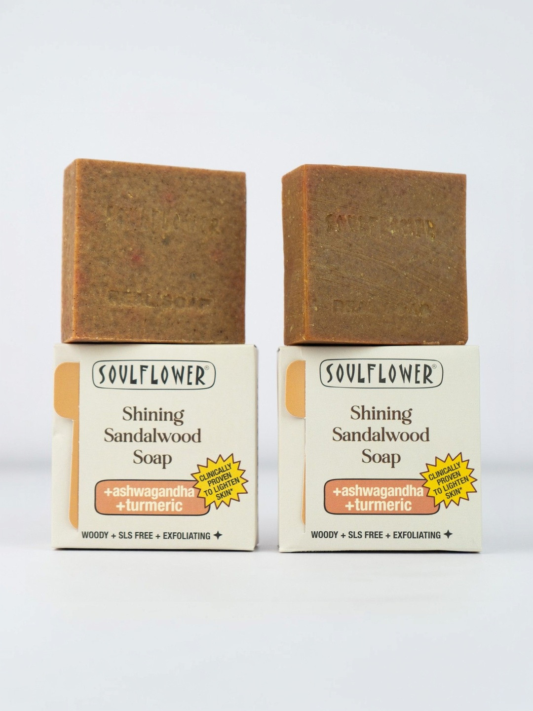 Soulflower Set Of 2 Shining Sandalwood Soap- 100 g Each