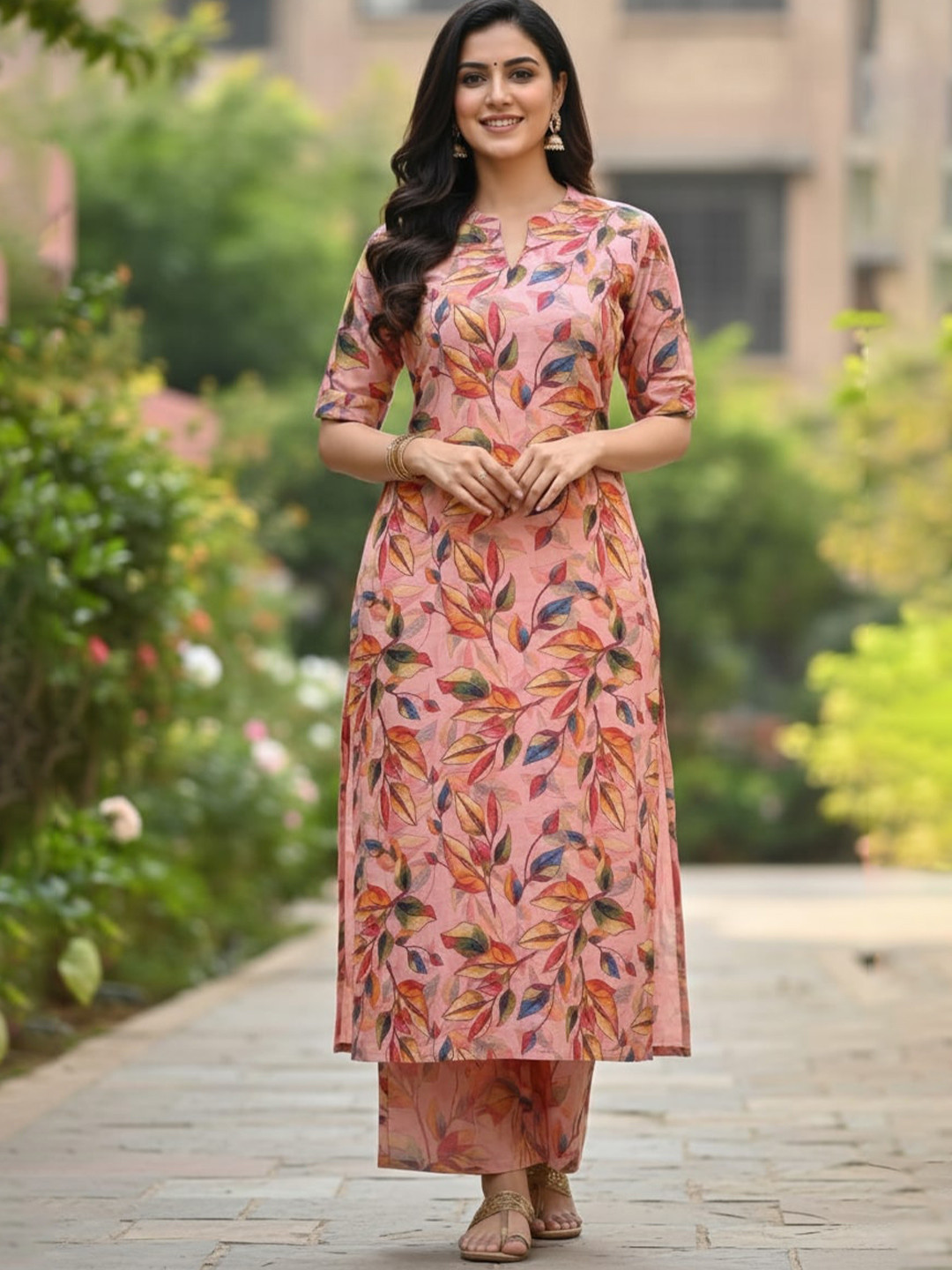 MissKurti Floral Printed Regular Kurta With Trousers