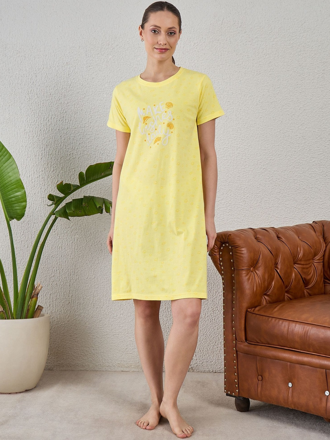 July Typography Short Sleeves Nightdress