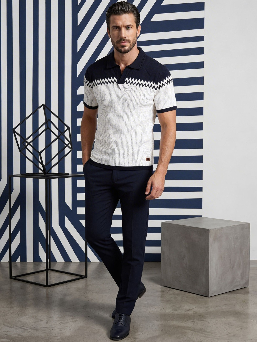 AYL Mens Pointle Colorblocked Flatknit Tshirts