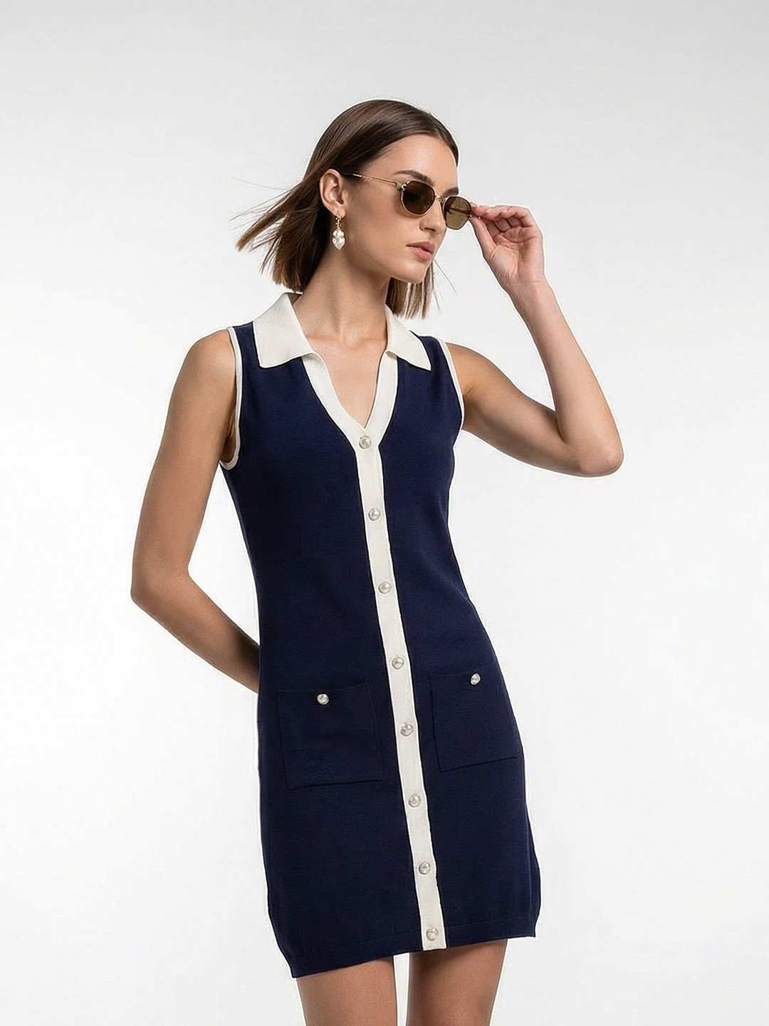 French Connection Shirt Collar Sheath Dress