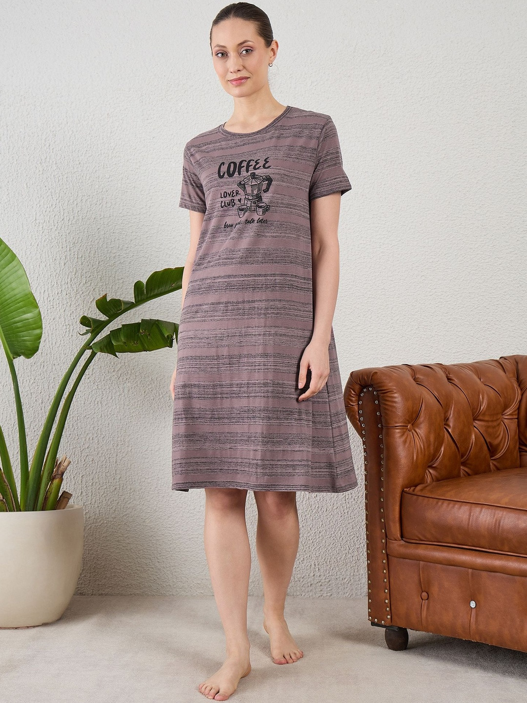 July Typography Short Sleeves Nightdress