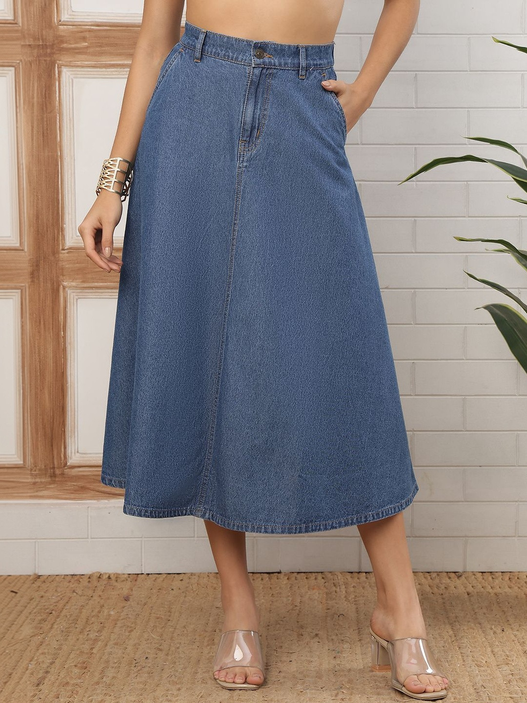 PUELLA Women Denim Blend Maxi Tulip Skirt