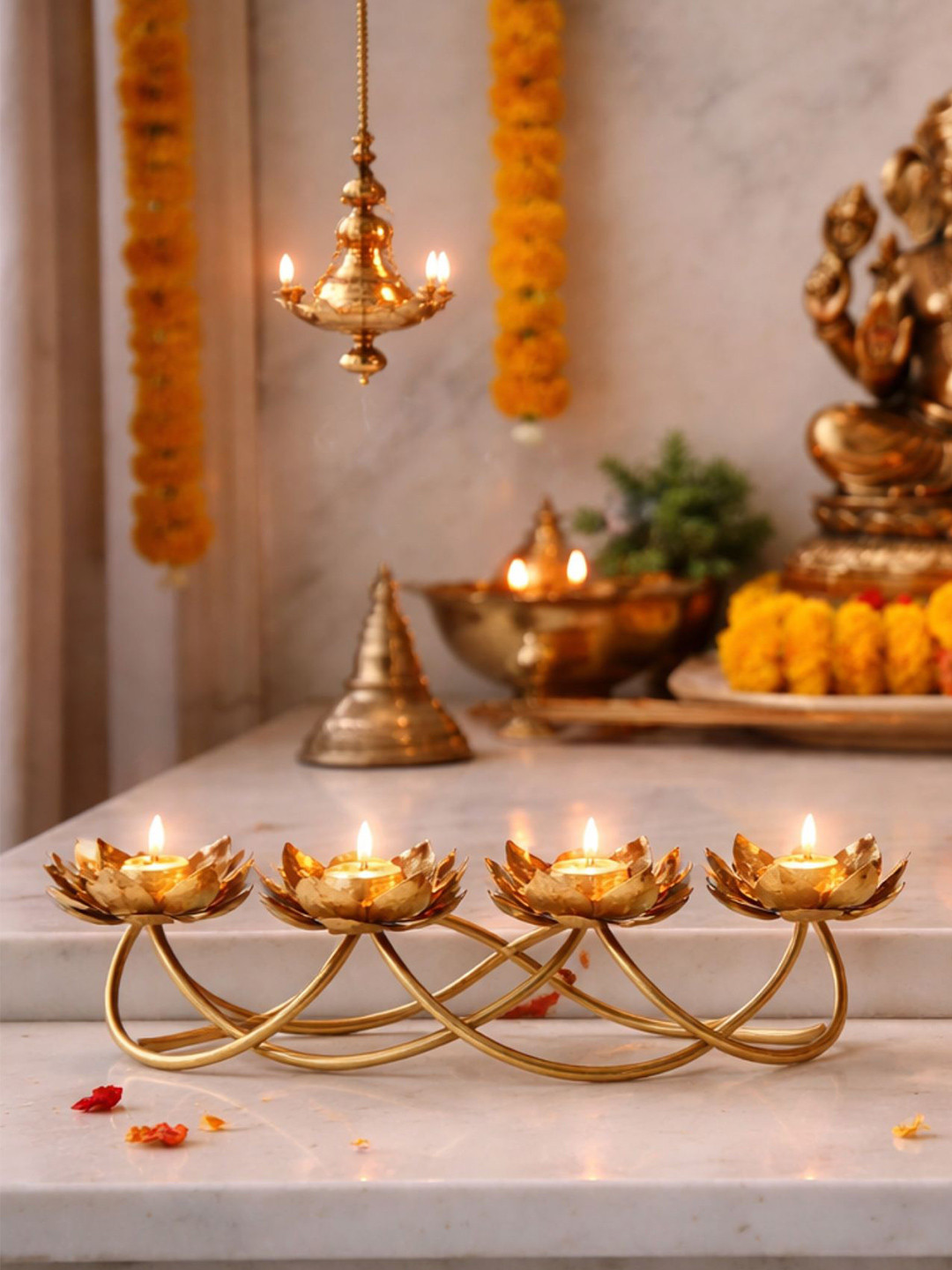 Navakrti Gold-Toned Candle Holder