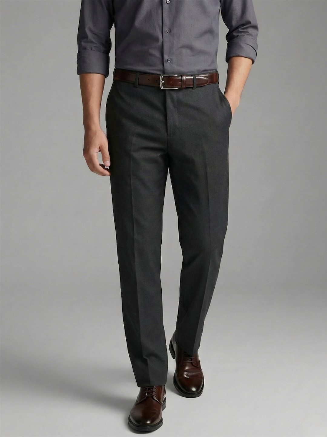 Louis Philippe Men Regular Fit Modern Styling Work and Daily Wear Textured Formal Trouser
