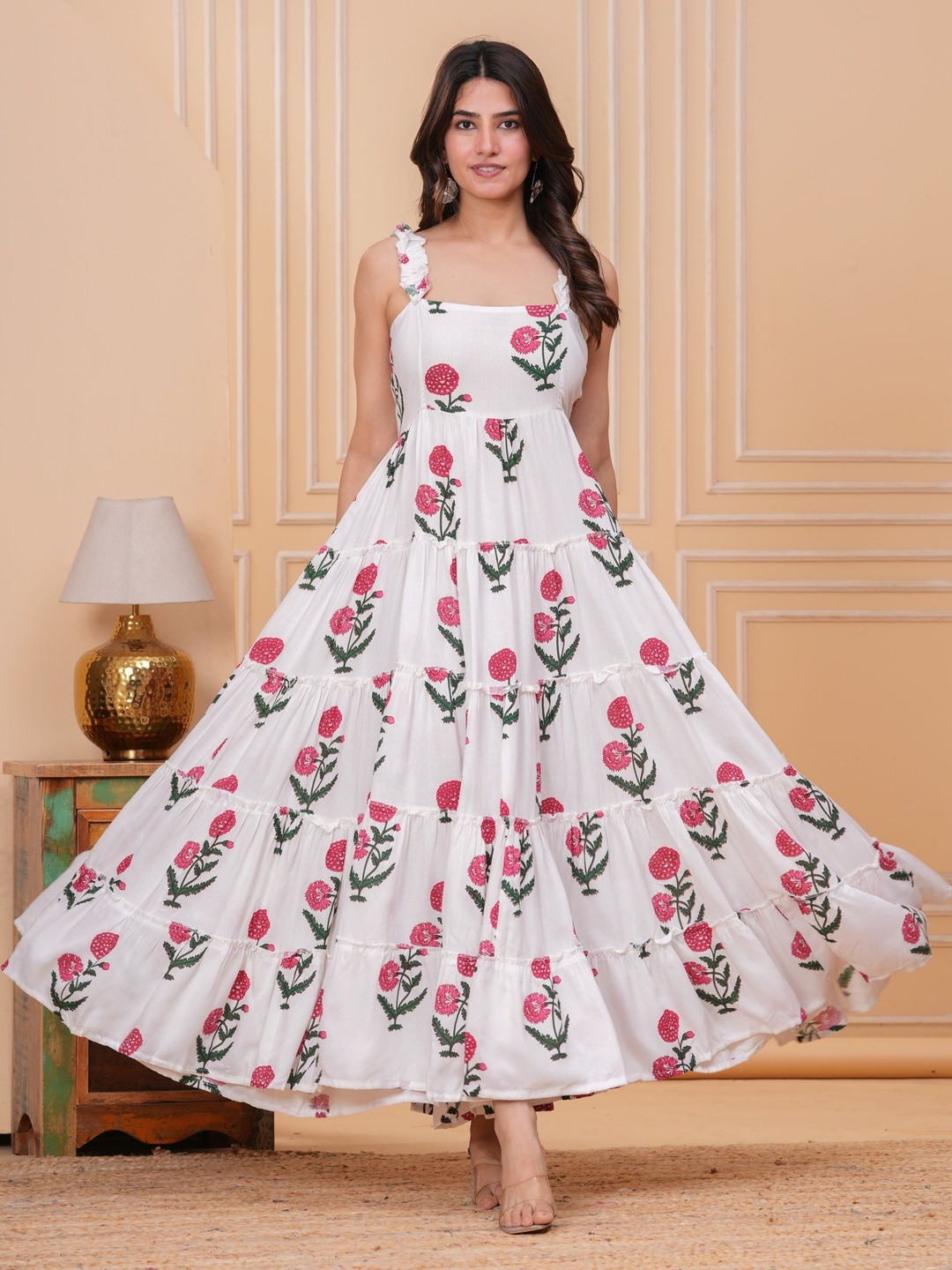 Bunai Dhaga Floral Print Fit & Flare Maxi Dress