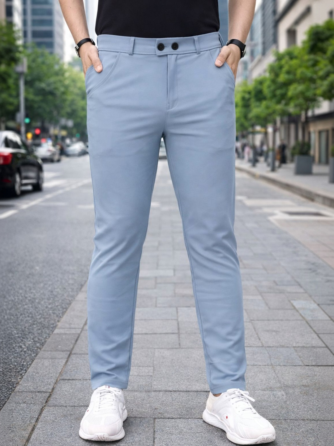 R.Code by The Roadster Life Co. Men Relaxed Easy Wash Cargos Trousers