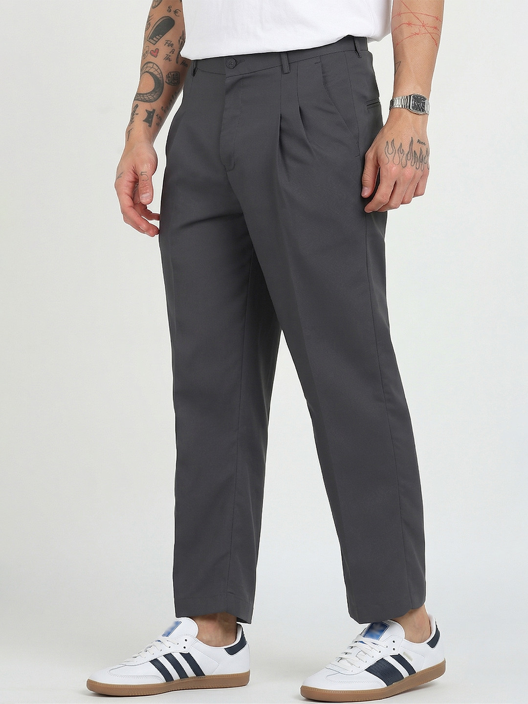 MANCREW Men Relaxed Wrinkle Free Pleated Korean Pans