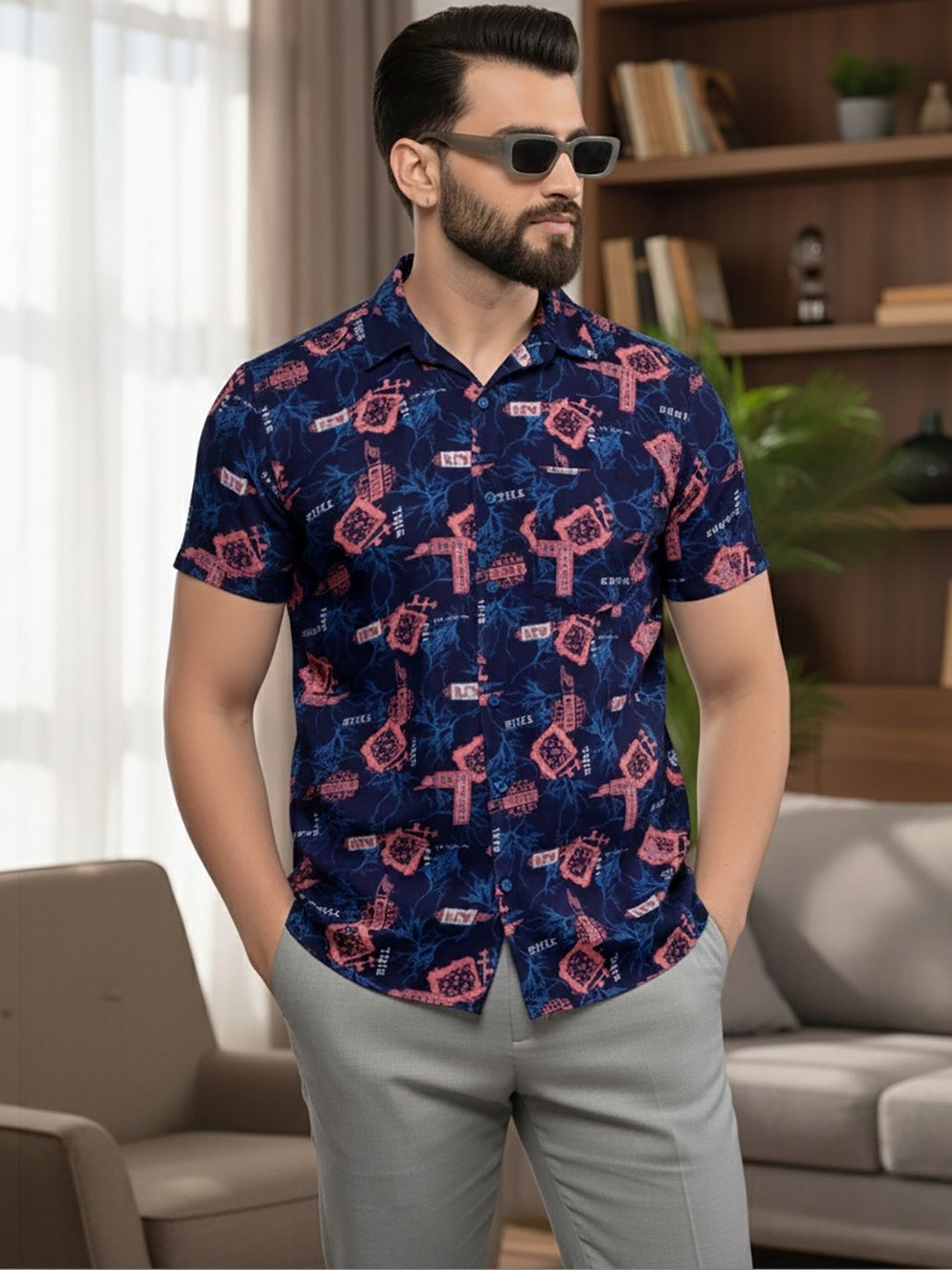 R.Code by The Roadster Life Co. Men Comfort Floral Printed Formal Shirt