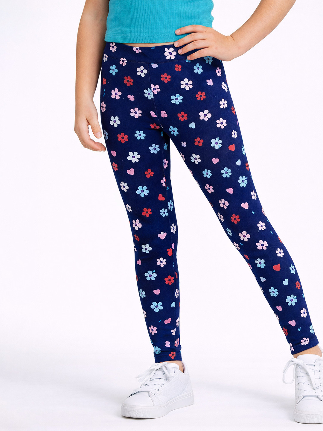 Bodycare Girls Printed Cotton Slim-Fit Ankle-Length Leggings