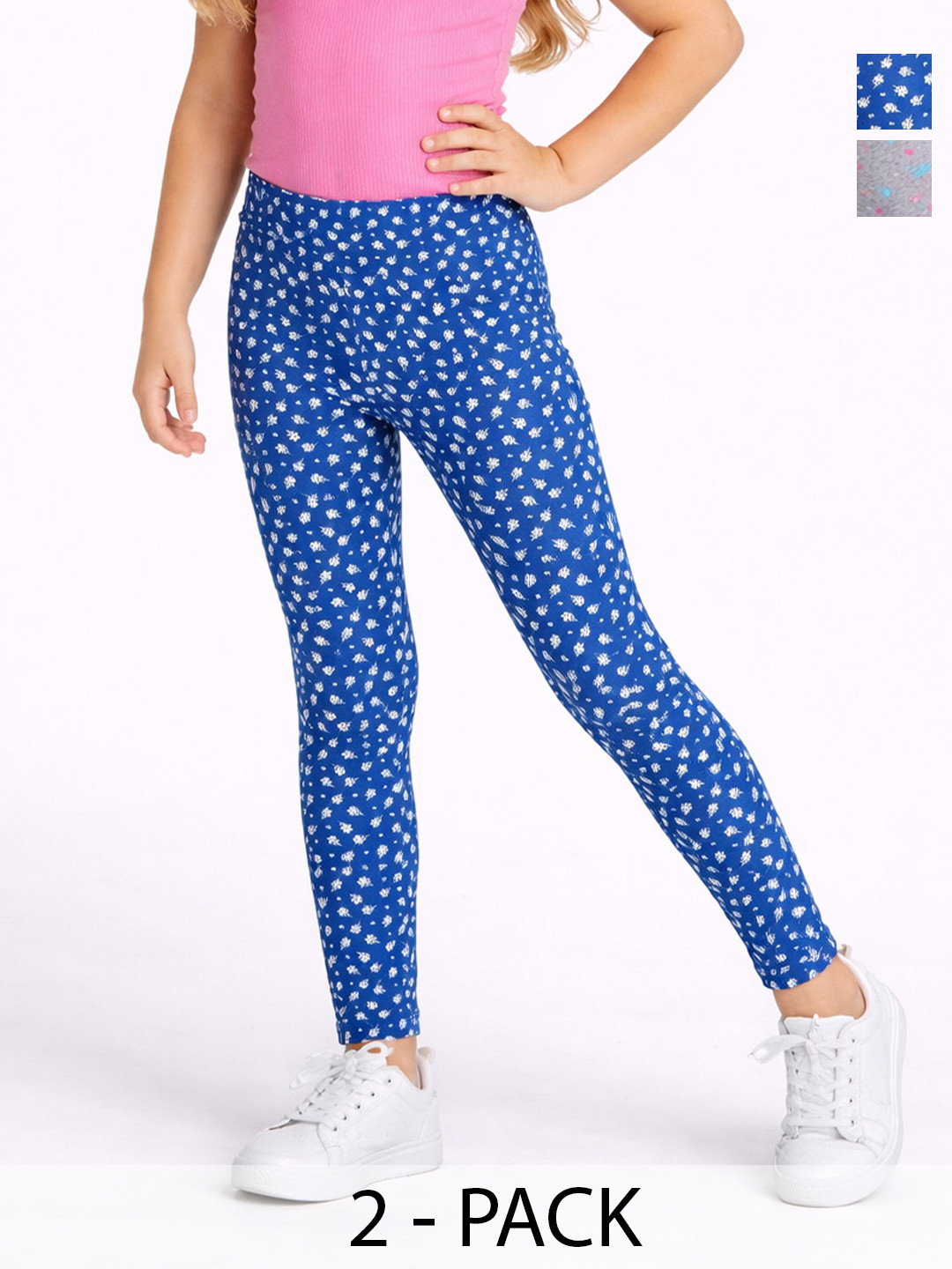 Bodycare Girls Pack Of 2 Ankle Length Cotton Slip-On Leggings