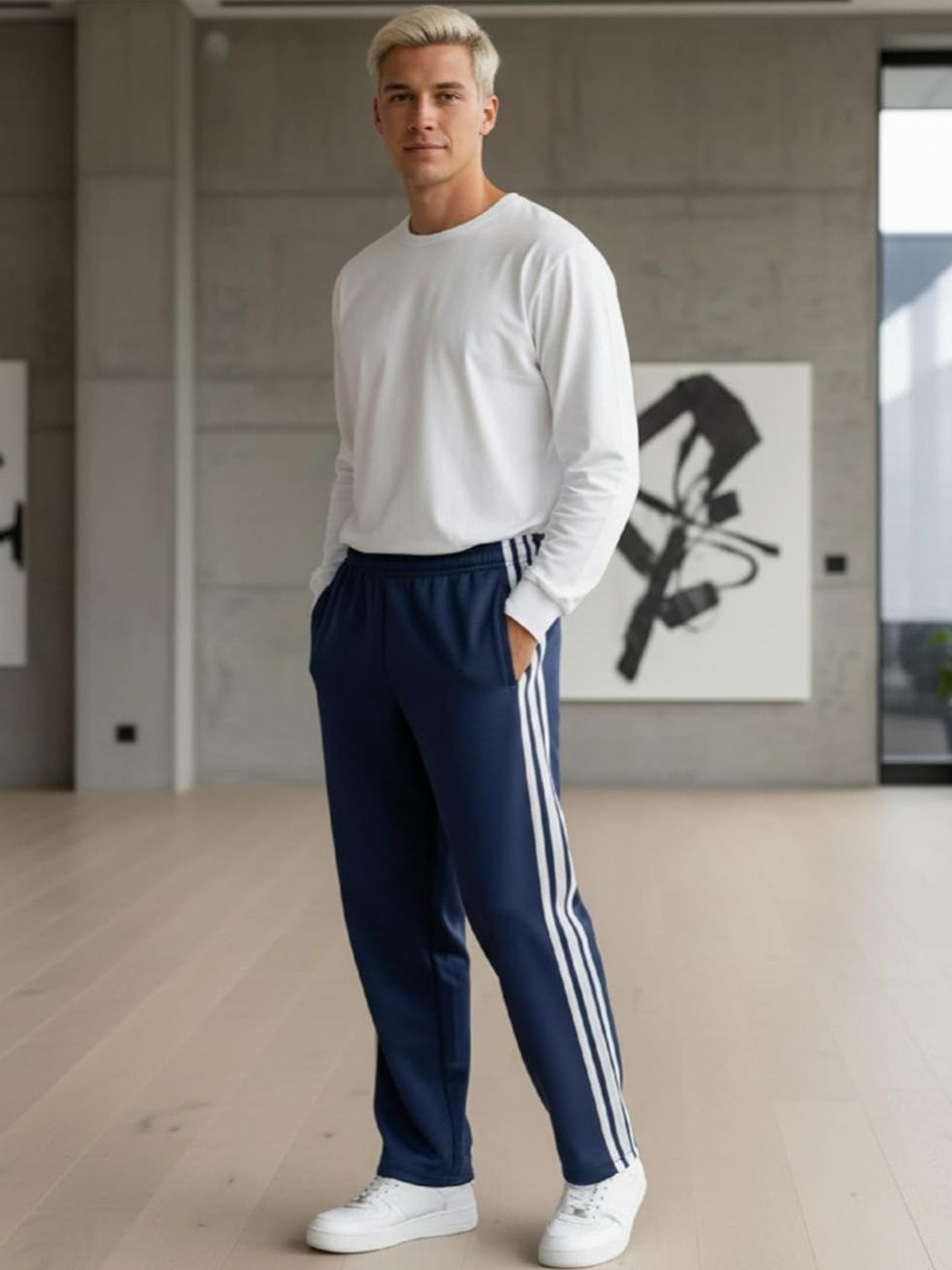 Riksaw Men Relaxed Fit Striped Joggers
