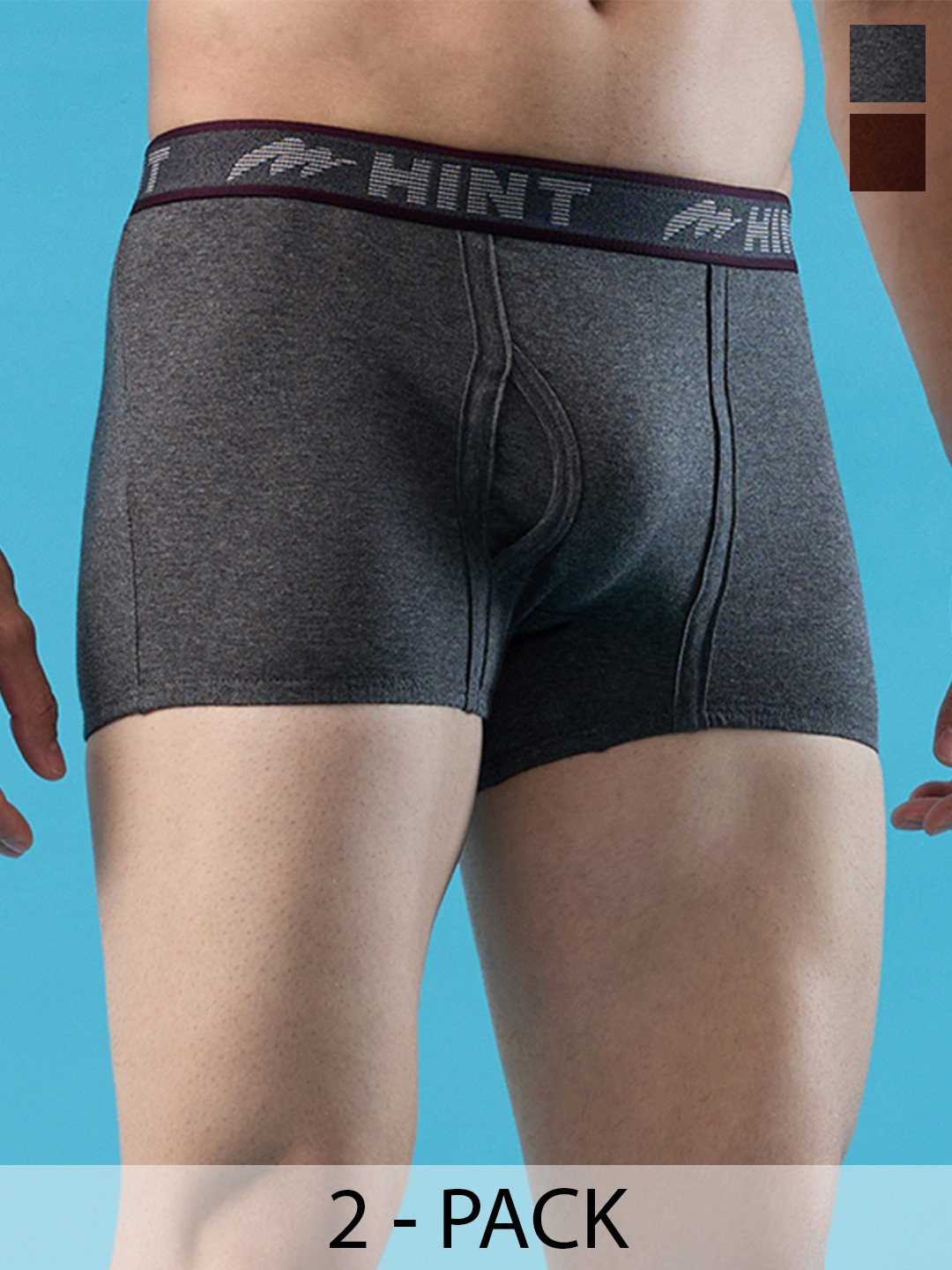 HINT Pack of 2 Cotton Blend Assorted Solid Trunks