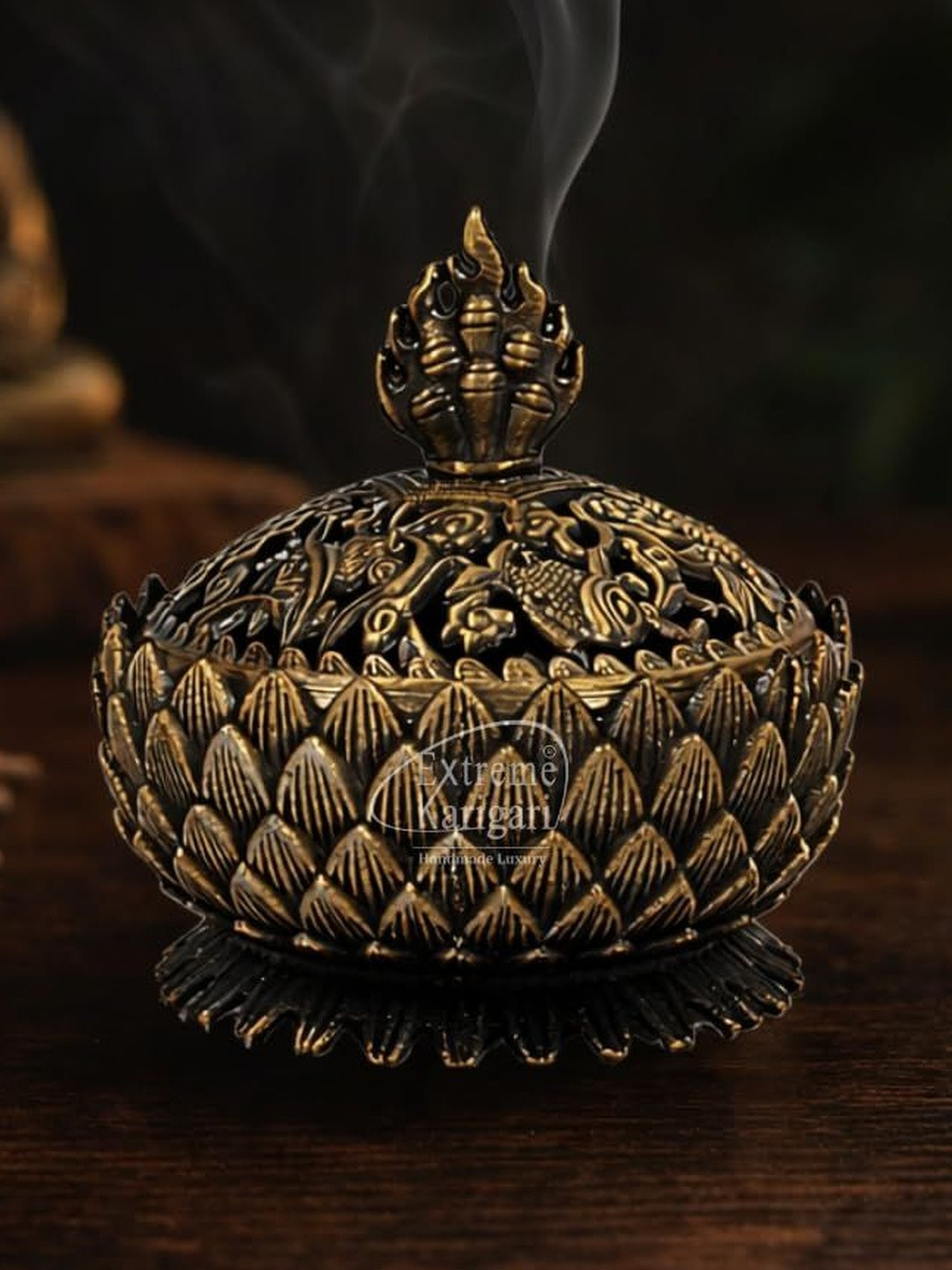 Extreme Karigari Decorative Antique Finish Lotus Dhoop Burner