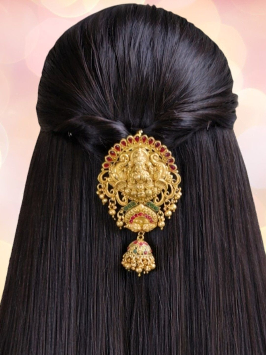 OOMPH Artificial Stones Studded & Beads Beaded Jadai Bun Pin