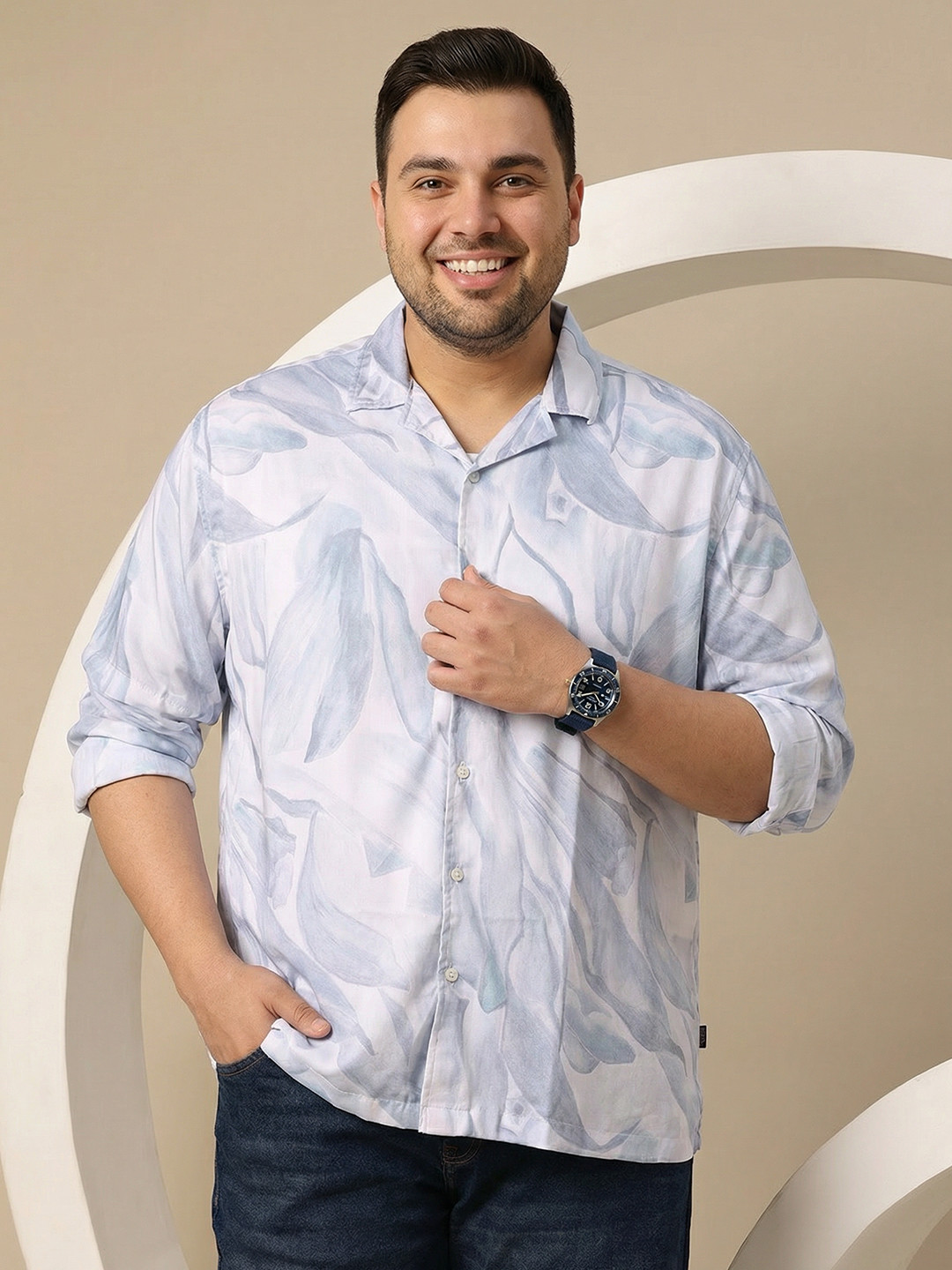 Sztori Plus Size Printed Casual Shirt