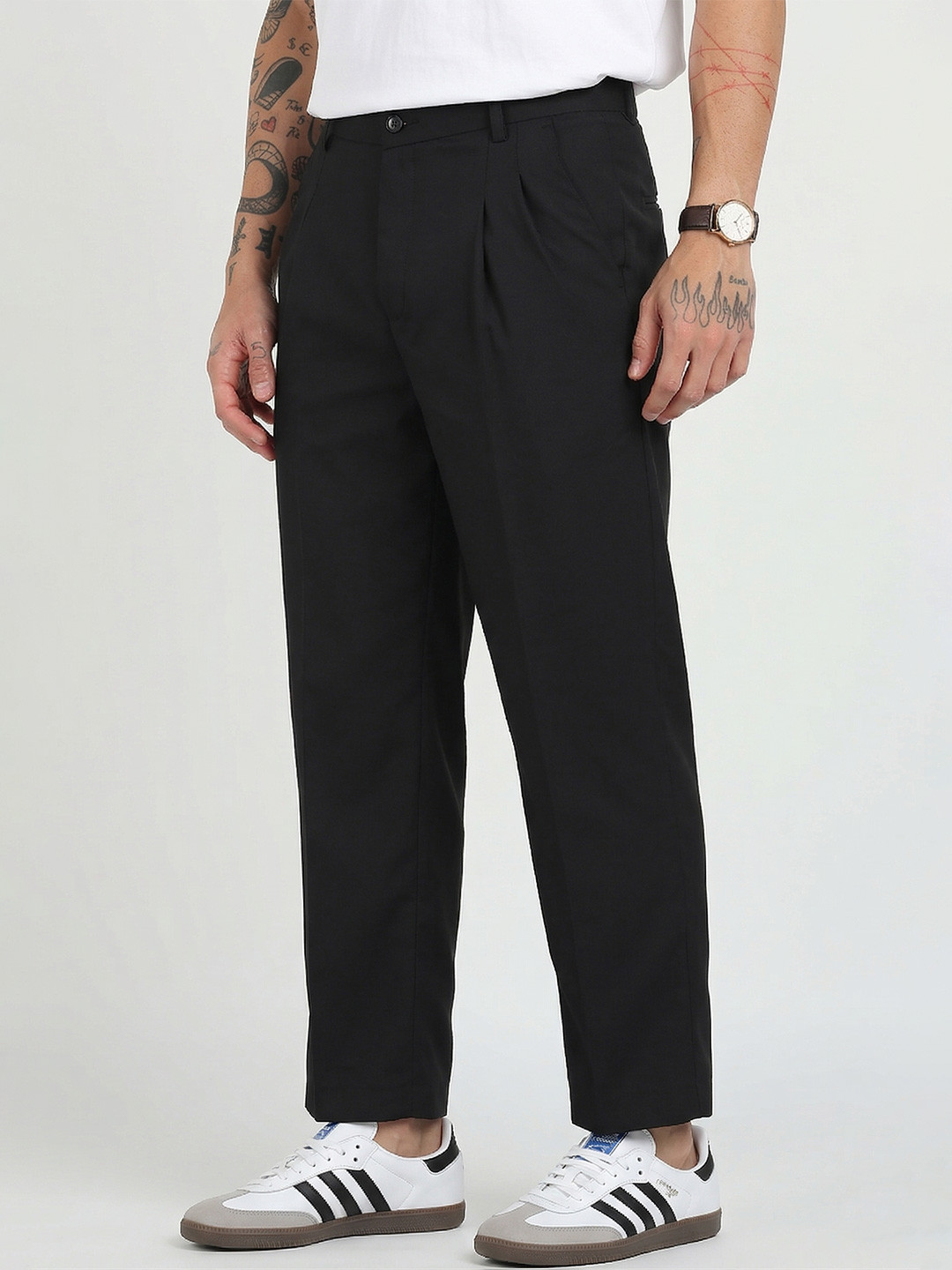 MANCREW Men Relaxed Wrinkle Free Pleated Korean Pans
