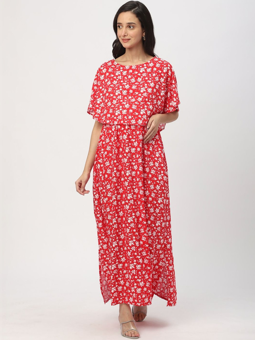 Mystere Paris Floral Print Maternity Maxi Dress