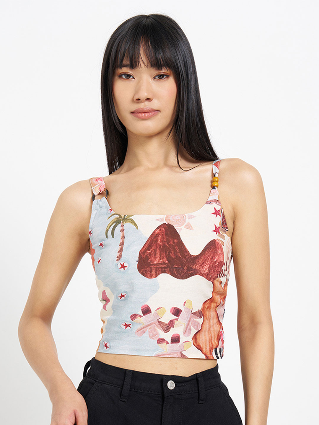 People Print Sleeveless Top