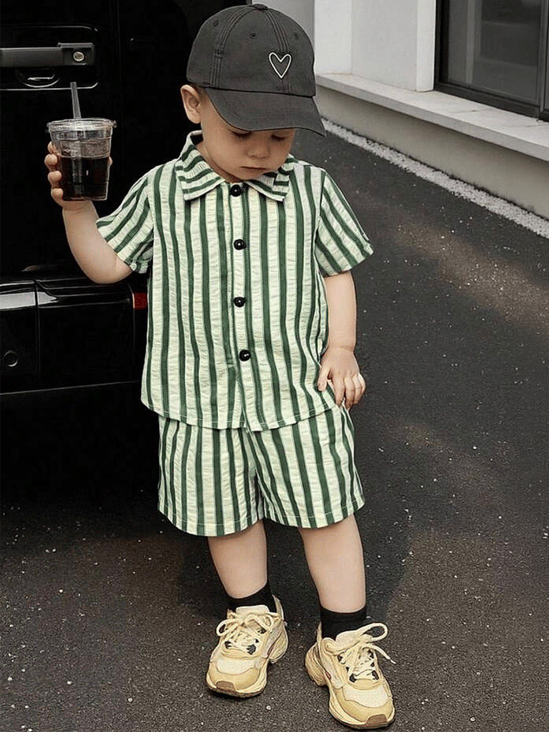 LA3MINE Striped Shirt with Shorts