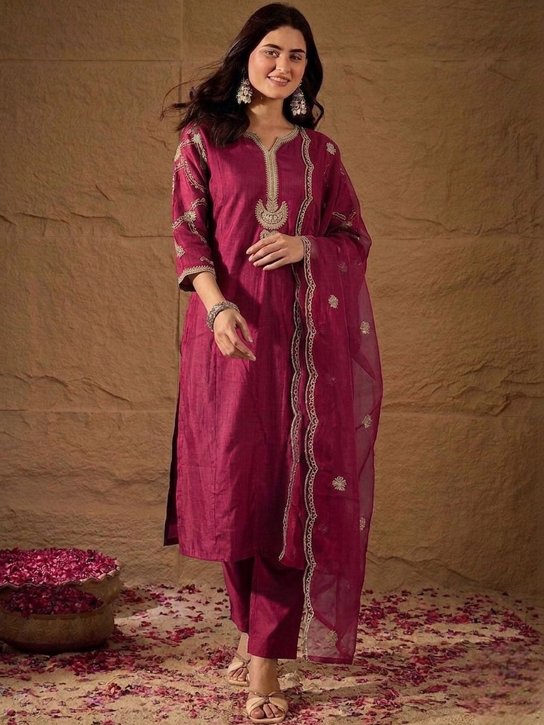 House of Pataudi Embroidered kurta set for women Karva chauth special suit