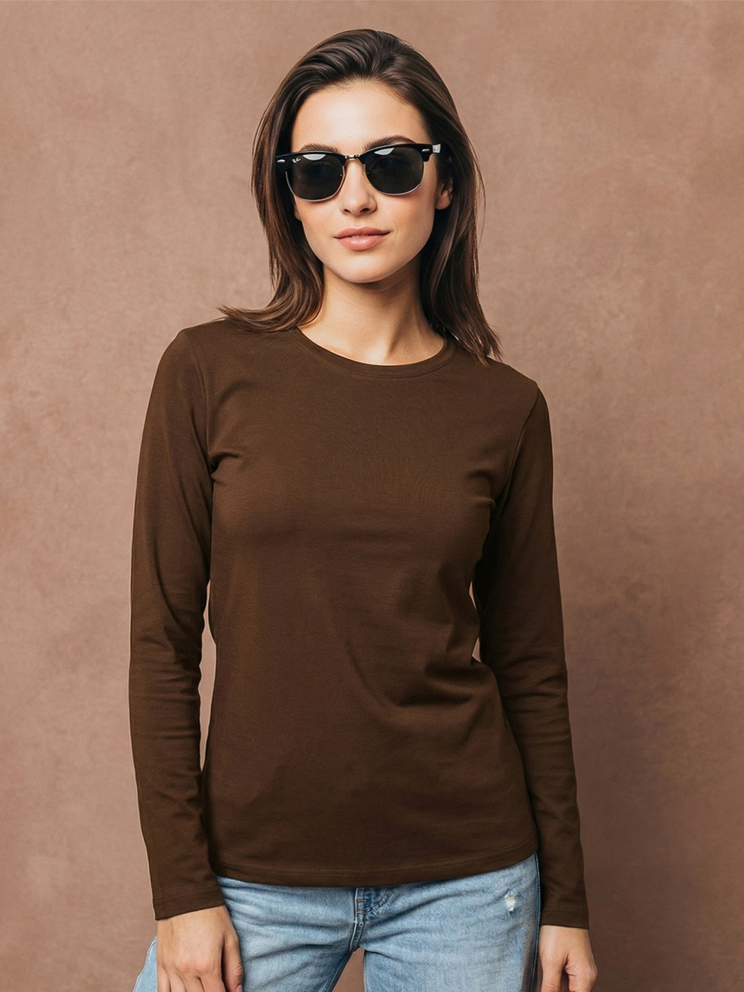 JUNEBERRY Pure Cotton Round Neck Long Sleeves T-shirt