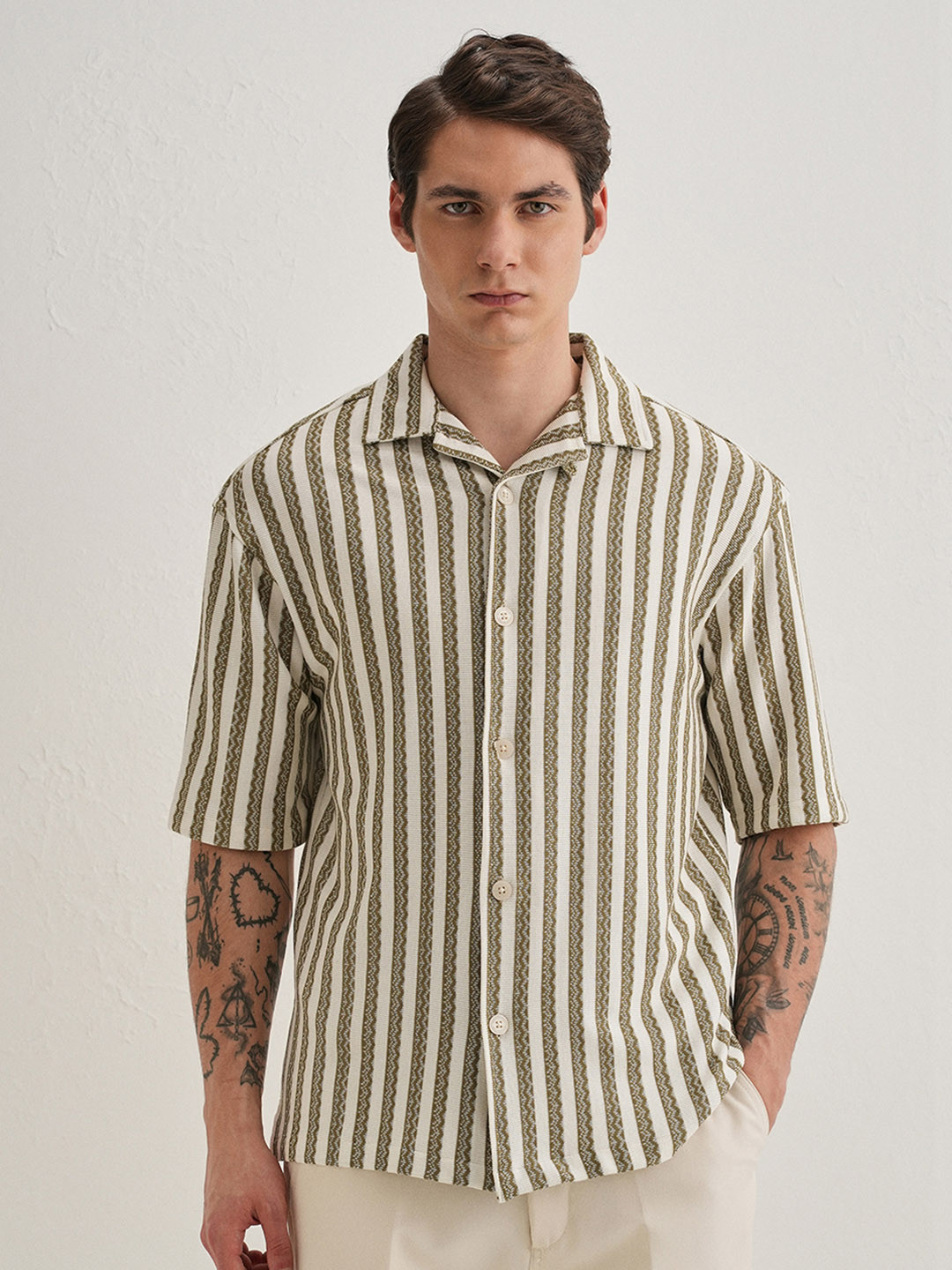 Banana Club Men Classic Boxy Striped Shirt
