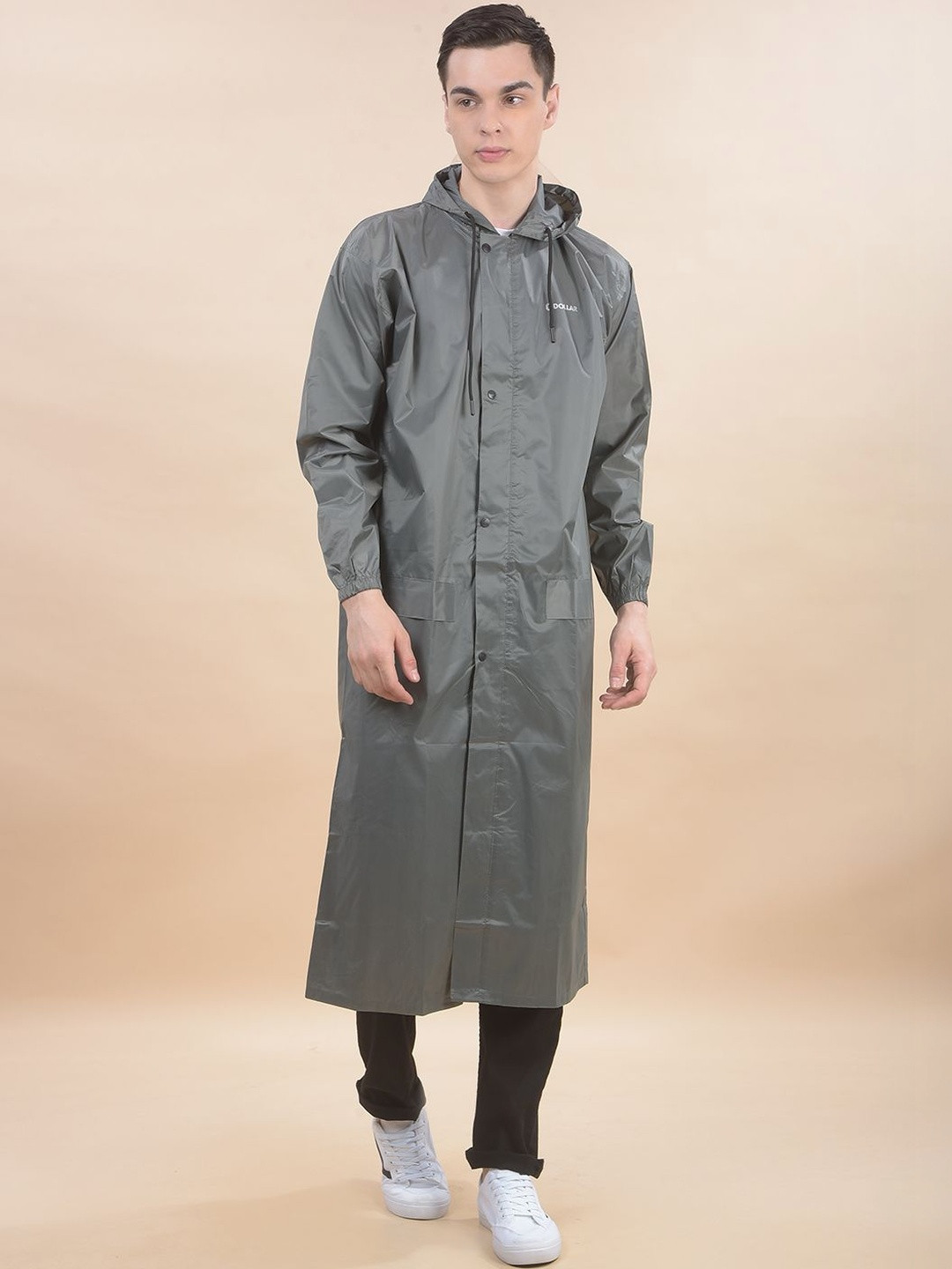 Dollar Men Solid Attached Hood Rain Suit