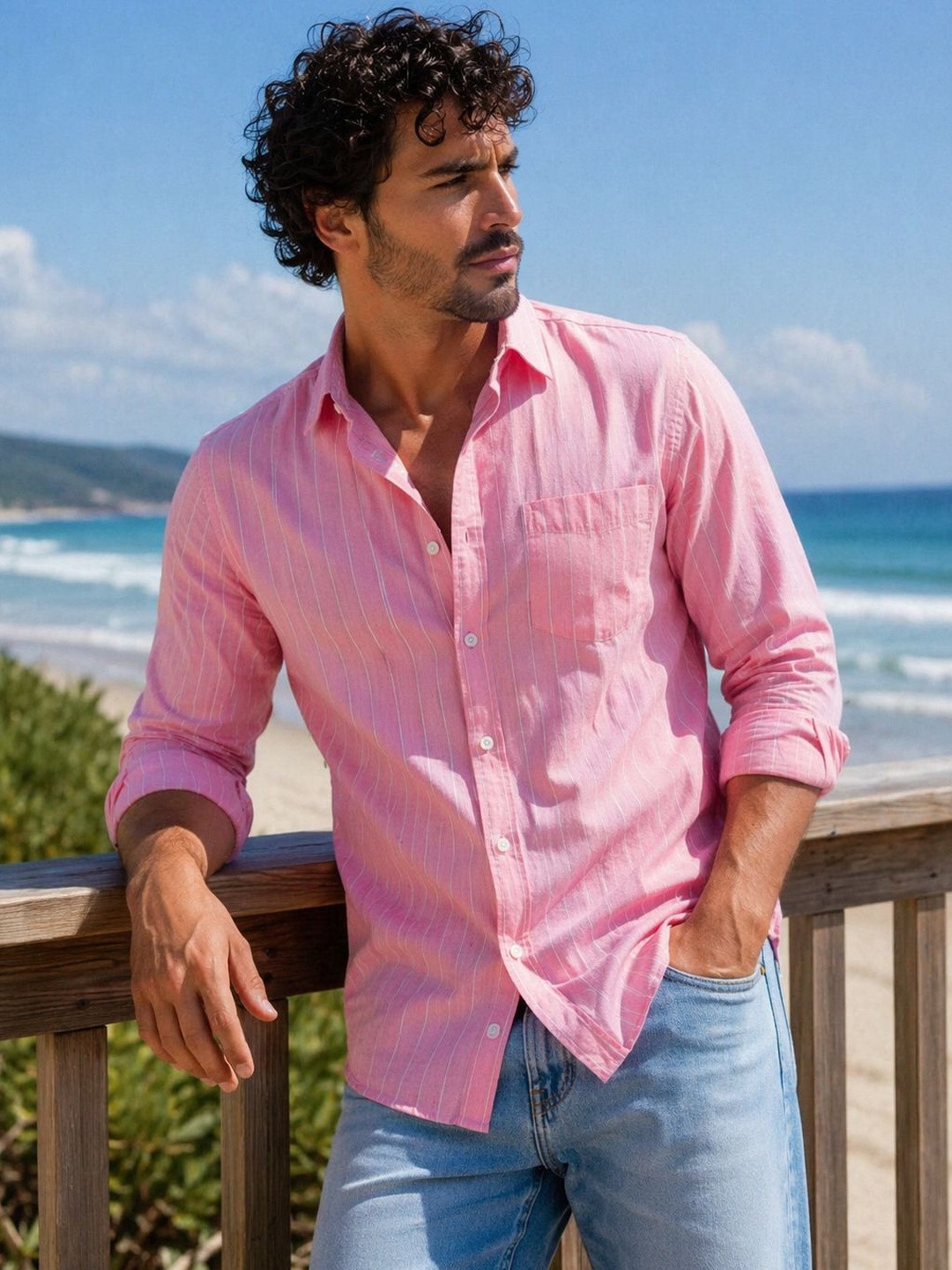 DUFFLE DOG Men Brooklyn Slim Fit Striped Casual Shirt
